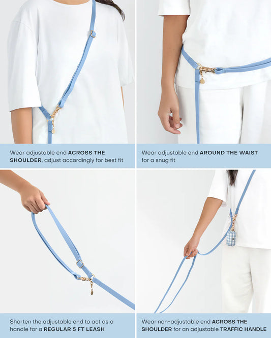 Malibu Blue 4-in-1 Convertible Hands Free Cloud Dog Leash by Sunny Tails